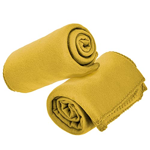 12 Pack Wholesale Soft Comfy Fleece Blankets - 60" X 50" Cozy Throw Blankets (Yellow) #TOP4