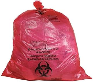 Biohazard Bags, 40 to 55 gal, Red, PK100