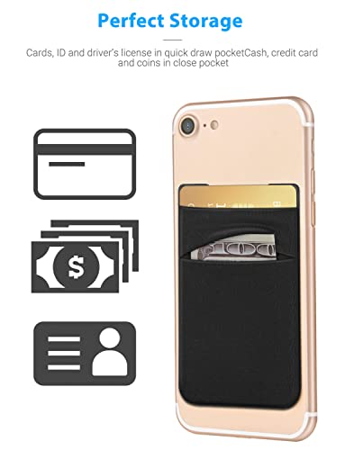 Obvis 2 Pack Stick On Wallet Sleeve Cell Phone Pocket Card Holder Pocket Pouch For Iphone Android Smartphone (2 Pack Black) #TOP2