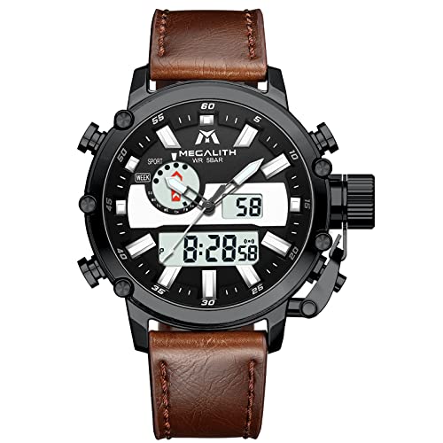 Megalith Mens Watches Military Digital Watches For Men Outdoor Sport Watch Tactical 45Mm Large Face 5Atm Waterproof Watch With Alarm Stopwatch Led Backlight Calendar - Brown Black #TOP6