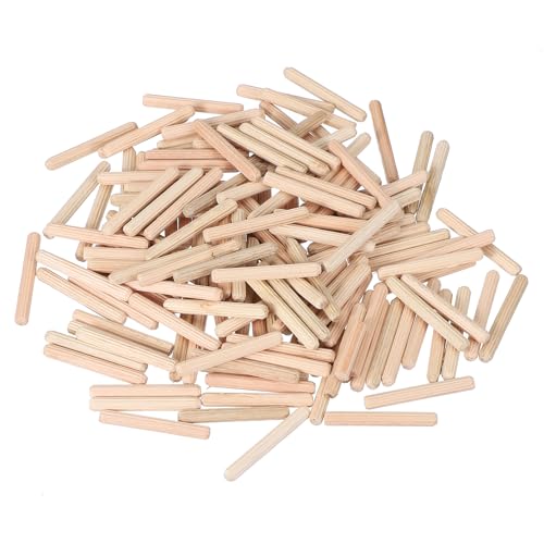 Image of PATIKIL Wooden Dowel Pins 3/16" x 1-9/16" (5mm x 40mm) Straight Dowel Rods Wood Fluted Dowels Rods for Crafts Furniture DIY Hardwood Count 150
