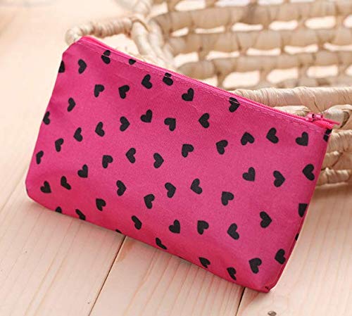 Happydaily Pack Of 7 Fashion Design Muliti-Functional Bag Using As Makeup Bag Or Cosmetic Pouch Or Travel Toiletry Or Carrying Purse (Heart(Pink/Hotpink/Red/Black)+Polka Dot(Hotpink/Red)+Leopard) #TOP4
