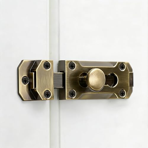 Image of Barrel Slide Door Bolt 3 Inch Zinc Alloy Brass Door Bolt Lock Internal Antique Security Sliding Latch Locks with Screws for Garden Gate Securing Internal External Doors, Bronze Tone