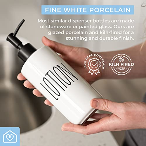 Heartland Home Porcelain 16Oz Lotion Dispenser. Lotion Pump Bottle Dispenser For Kitchen, Bathroom Laundry Or Bedroom. Body Or Hand Lotion Bottle. Empty Liquid Dispenser Bottle, Lotion Pump Dispenser #TOP4