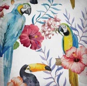 Image of RD TREND Jute Cushion Covers 16x16 Inch - Set of 5 | Digital Printed Decorative Throw Pillow Covers for Sofa, Couch, Living Room & Bedroom | Cushion Cases (Without Fillers)-Parrot