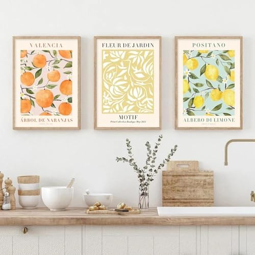 Peinture sur toile fleur de citron impression artistique beige haut de gamme