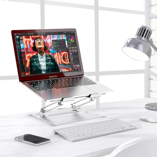 Suporte para Notebook em Aluminio com Ajuste de Altura e Inclinação, Compativel com Macbook, Laptop.