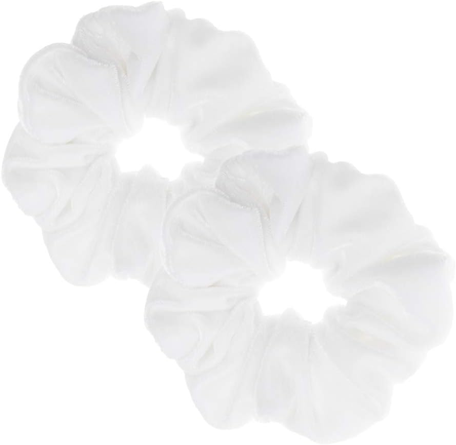 2 Pcs Large Size White Color Scrunchies for Women Hair Elastic Bands