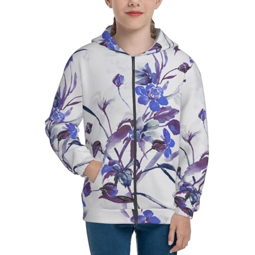 Spring Wildflowers Kid Hoodies Boys Zip Up Sweatshirts Girls Pullover with Pocket3