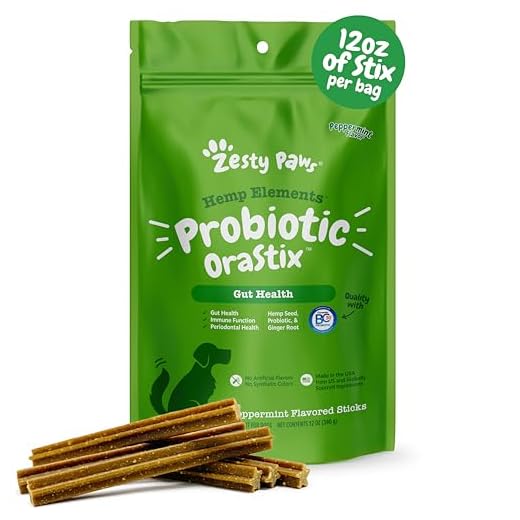 Zesty Paws OraStix for Dogs - Probiotic Sticks with Hemp Seed Curcumin Ginger Root Taurine - Supports Gut Function Flora Immune System Proprietary Healthy Teeth Gum Blend - 12oz