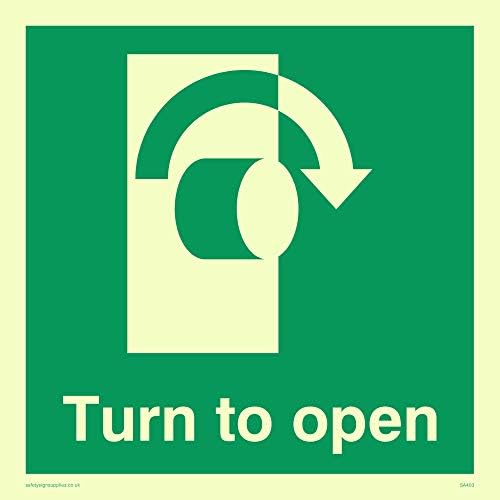 Viking Signs SA403-S85-V Right Down Arrow"Turn To Open" Sign, Vinyl, 85 mm H x 85 mm W