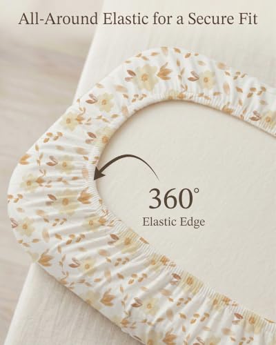 Image of Crib Sheets for Boys and Girls, 2 Pack Fitted Baby Sheets for Standard Toddler Mattress 28 inch x 52 inch, Soft Breathable Jersey Knit Baby Bedding (Honeybee Dreams)
