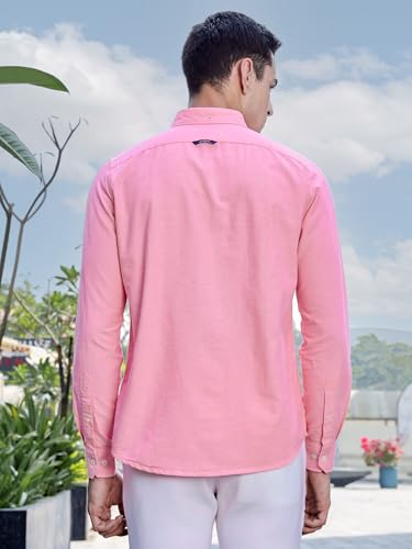 Image of Thomas Scott Men's Cricket Club Collection Classic Regular Fit Twill Shirt | 100% Cotton Long Sleeve Solid Shirt with Button Down Collar (Available in Plus Size)