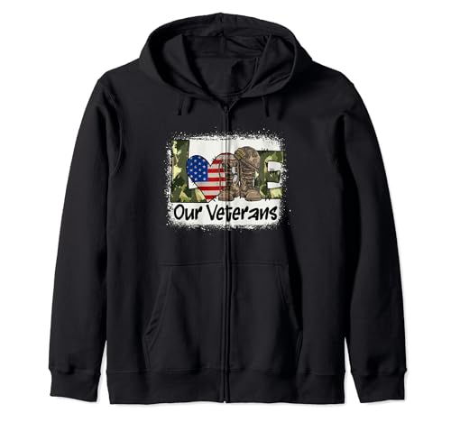 Love Our Veterans US Military Veteran Day Hombres Mujeres Sudadera con Capucha