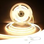 JASKFG COB 3000K LED Strip Lights,480LEDs/m, CRI 90+, Easy DIY Home Decor Installation, Home DIY Lighting [Energy Class A] (Warm White, 5M COB 12V)