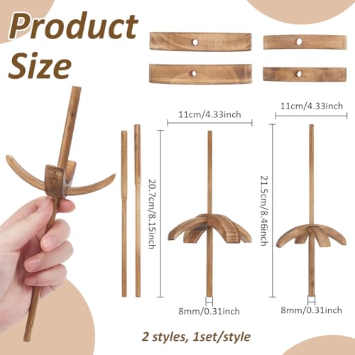 image for PH PandaHall 2 Sizes Wood Drop Spindle Natural Spinning Wheel Yarn Spi