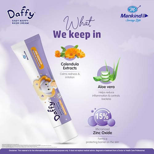 Image of Daffy Baby Nappy Rash Cream for Sensitive Skin & Redness, 30g (Pack of 5)