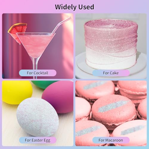 Edible Glitter for Cocktails, Rainbow Easter Luster Dust Edible for Drinks, Food Grade Shimmer Dust, Sprinkle Powder, Baking, Strawberries, Cupcakes, Cookies Decoration, Eggs, Candy