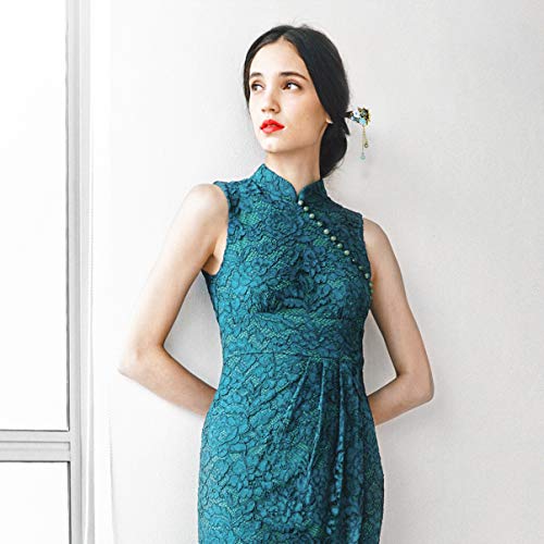 Lurrose – Alfinete de cabelo de madeira floral com strass e pauzinhos vintage Chignon para adicionar