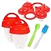 No.1 Hard Boiled Silicone Egg Cooker Without The Shell, Non Stick Egg Boil Poacher, As Seen On TV, With Bonus Holder & Silicone Oil Brush, (6pc), Red