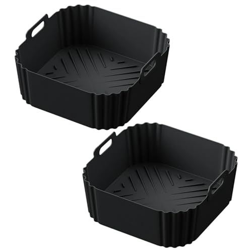 Air Fryer Silicone Liners for Ninja AF140 AF141 AF180 AF181 Air Fryer for Philips HD9270 Basket Baking,9inch Reusable square,Black×2 pack by Elecphbo - Used condition - US$11.60
