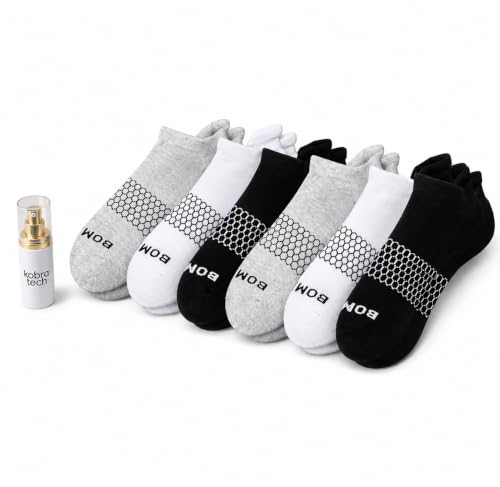 Image of BOMBAS Women's Solids Black /White /Gray Ankle Large Socks, 6 Pairs Socks, Size 8-13