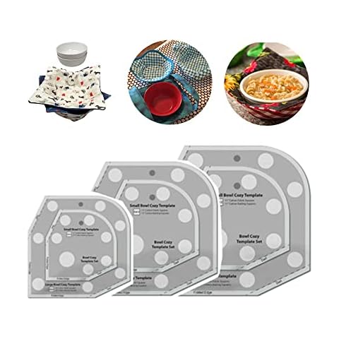 3Set/6Pcs Microwave Bowl Cozy Template Set, Bowl Cozy Template Cutting Ruler Set, Clear Acrylic Bowl Wrap Sewing Pattern Template Quilting Template, Kitchen DIY Craft Template Set(6/8/10 inch) Cover