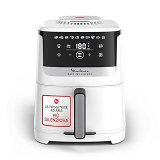 Moulinex Easy Fry Silence, Friggitrice ad Aria Silenziosa 5L/1.5kg per 6 Persone, 1670W, Sistema Easy Clean & Store, 10 Programmi, Touchscreen e Cestello Lavabile in Lavastoviglie, Bianca EZ5521