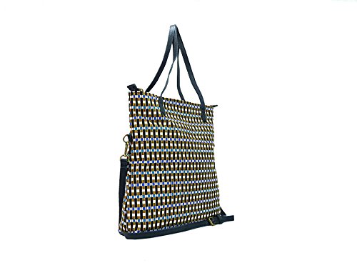 Cabas Janis Shopping Lignes Bleu sac de course en toile résistant - 2