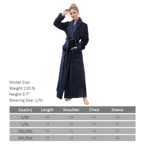 Image of Hellomamma Long Bath Robe for Womens Plush Soft Fleece Bathrobes Nightgown Ladies Pajamas Sleepwear Housecoat