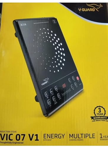 Image of V-Guard VGuard V Guard Induction Cooktop Vic-07 V1 Soft Touch Push Buttons (Black), Manual, 1600 Watts, 1600 Watts