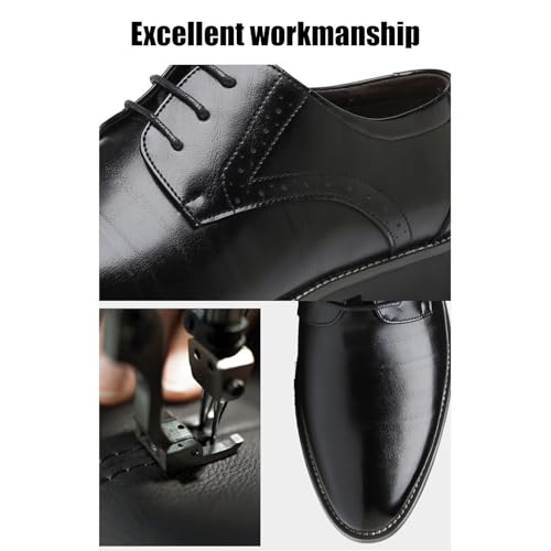 Men's Oxford Shoes Comfortable Fashion Pointed Toe Dress Oxfords Shoes Classic Men's Oxford Dress Shoes (Black,9)3