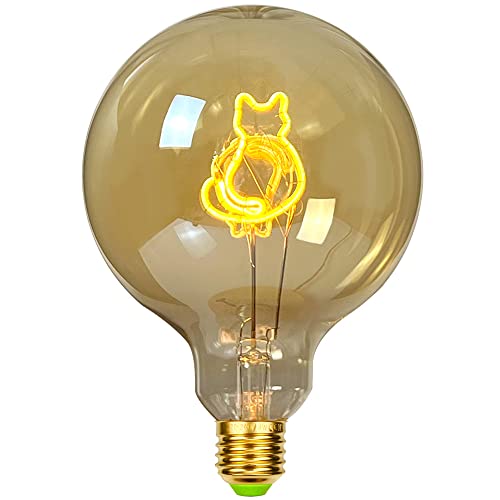 Tianfan VintageLed Bulb Alphabet Bulb G125 Cat Led Filament 4W Dimmable 2000Kelvin Warm White Edison Decorative Light Bulb