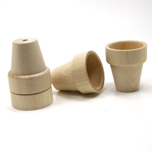 Mylittlewoodshop Pkg Of 6 - Flower Pot - 1-15/16 Inches Tall And 1-3/4 Inch Wide At Opening Unfinished Wood (Ww-Fp2000-6) #TOP4