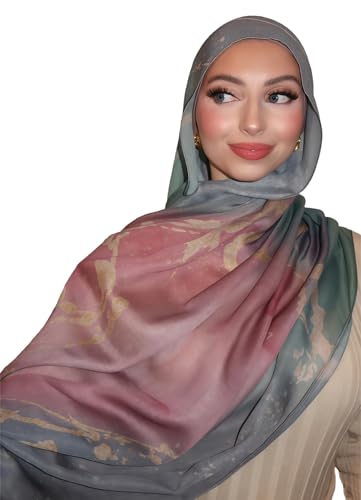ZGMYC Women's Watercolor Floral Print Hijab Scarf Soft Modal Cotton Muslim Head Wraps Shawls Fahion Islamic Instant Hijab