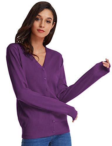 Women's Plus Size Long Sleeve Lightweight Soft Cardigan(3Xl,Purple) #TOP4