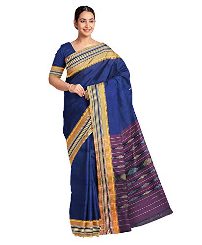 Image of Odisha Sambalpuri Handloom Ikat Women's Cotton Saree, Odisha Handloom Handmade Pure Cotton Khandua Saree, Ikkat Orissa Traditional Handloom Saree Without Blouse