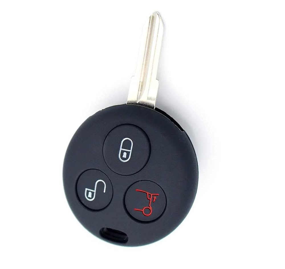 Cover In Silicone Per Chiave Smart Fortwo 451 - 3 Tasti, Protezione Antiurto E Antigraffio, Nero
