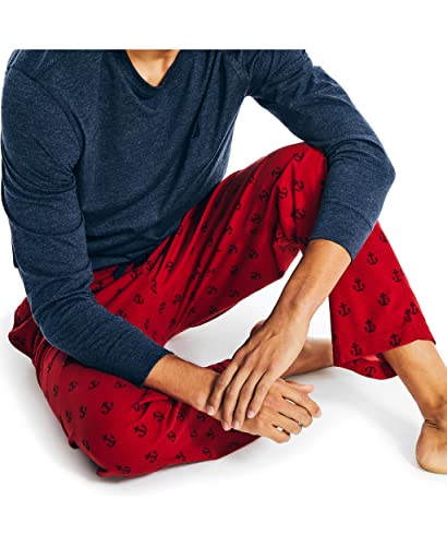 Nautica Men's Sustainably Crafted Printed Fleece Sleep Pant, Red, L #TOP3