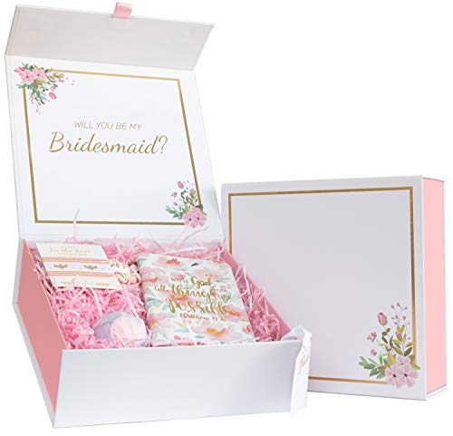 Pink Floral Bridesmaid Proposal Box - Set of 3 Empty Boxes - Elegant High-End Boxes to Ask, 