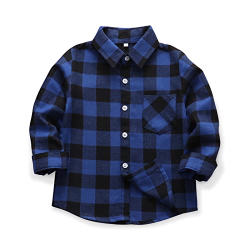 Image of OCHENTA Men's & Boys Flannel Shirts Button Down Long Sleeve Plaid Shirt Family Matching Outfits