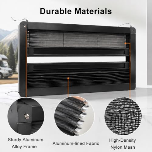 Oscurecedor ventana autocaravana estor retráctil doble plisado 105.5x65.5cm 5