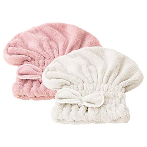 Healifty 2 Peças de Touca de Microfibra para Secar O Cabelo Touca de Banho de Algodão