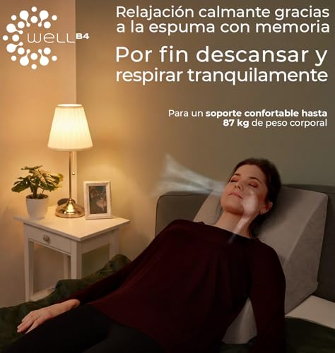 Miniatura 5 de Well B4 Almohada De Lectura, Cojin De Lectura, Almohada De Cuña De Espuma Viscoelástica Apoyo De Espalda, Almohadas Antireflujo Ergonómicas, Cojín Con Forma De Cuña Para Cama Y Sofá