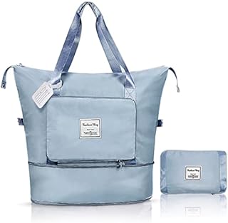 Travel Duffel Bag, Foldable Gym Bag Overnight Weekend Bags for Women, Lightweight Hospital Bag with Wet and Dry Separation Bag, Large Holdall Bag Cabin Bag for Sports and Travel - Blue