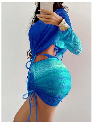 Bikini thong rose résistant au chlore avec haut de plage filet - 7