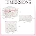 AMZMA Makeup Bag, 3 PCS Quilted Makeup Bag, Cute Floral Cotton Cosmetic Bag set, Coquette Makeup Pouch Large Travel Toiletry Bag