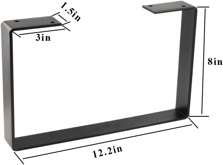 Osring 8 Inch Coffee Table Legs U-Shaped, 2pcs Solid Steel Table Legs for Furniture, TV Stand and Bench, Black