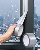 Windproof Adhesive Sealing Tape, 1.97″ x 32.8FT Waterproof Weatherproof Sealant Strip, No Residue Draft Blocker for Doors, Windows, and Outdoor Use-Silver