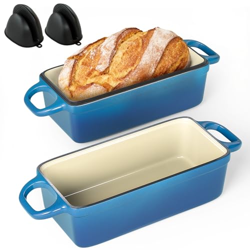 2 IN 1 Cast Iron Bread Loaf Pan Lid, 3.4QT 9x5 Inch Dutch